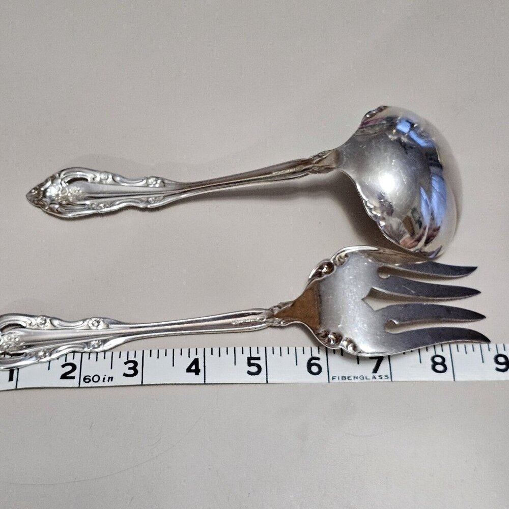 2pc Oneida Silver Artistry Solid Gravy Ladle & Meat Fork Serving Set 1965 - Picture 8 of 8